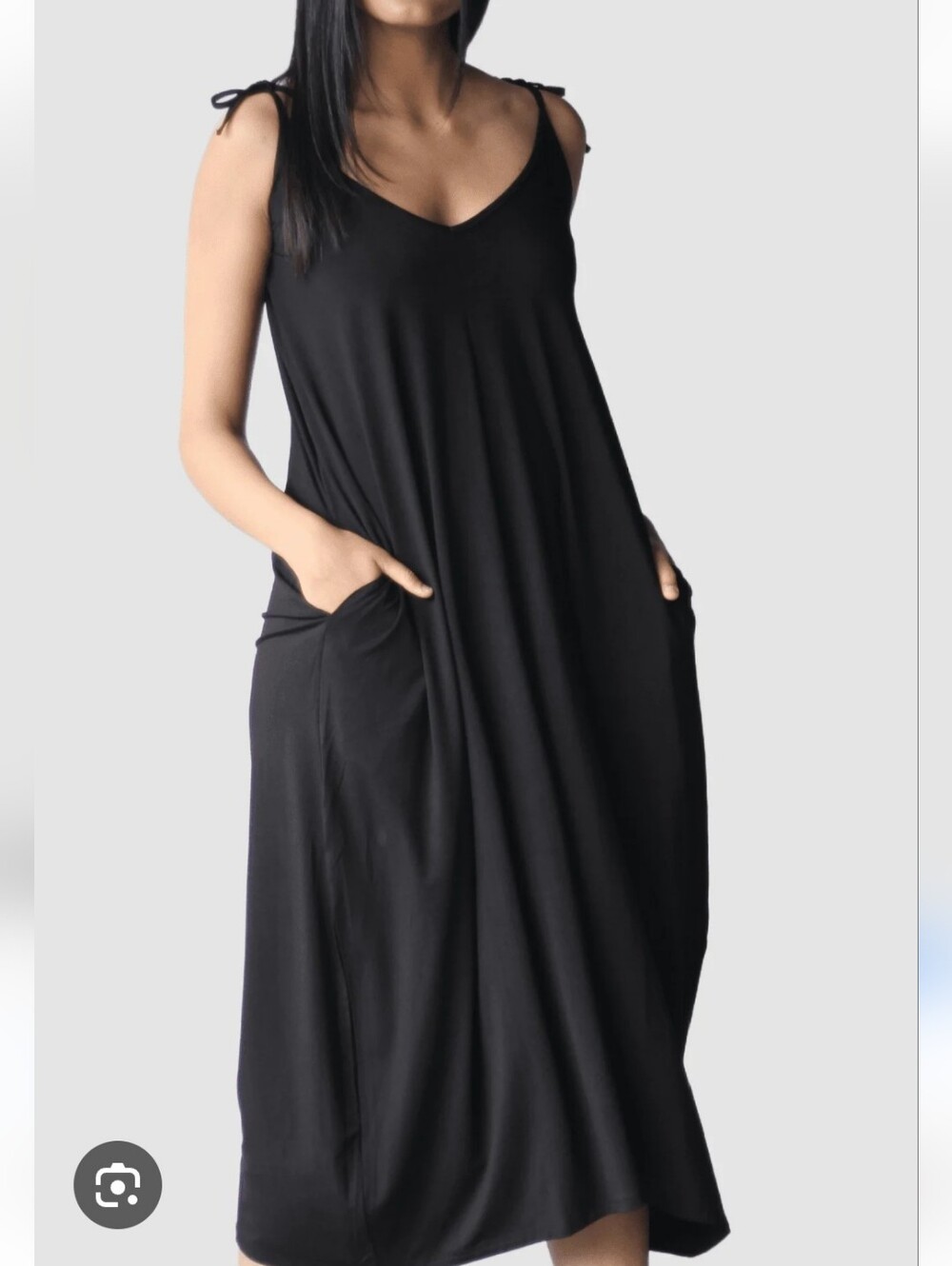 EMMY DEVEAUX I Oversized XS Harem Midi Dress I black